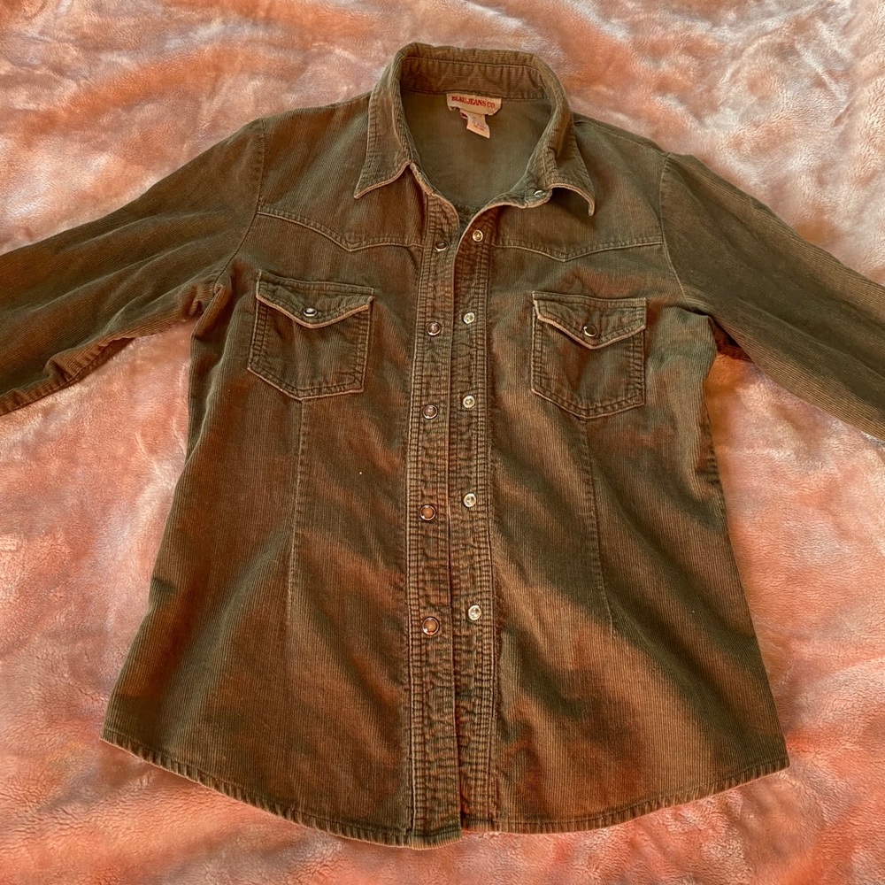 Dark green Corduroy jean button up.